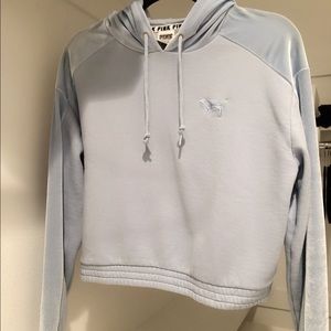 Pink casual sweater in baby blue